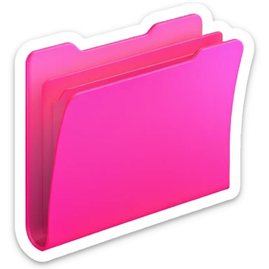 document folder, transparent glass with bright pink gradient from #FF335F to #FF99AA, soft shadows and highlights, minimalistic sticker