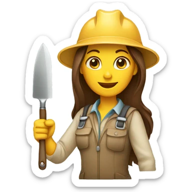 Female archaeologist holding trowel emoji sticker
