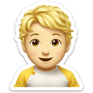baby head, smiling, yellow skin, 1 cow lick sticker