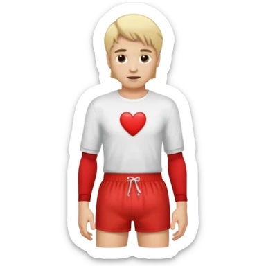 a blonde man with red hearts boxer standing sticker