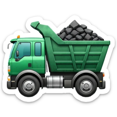 green truck with coal ore sticker