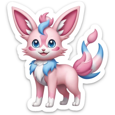 Sylveon-Skitty-Fakémon-hybrid-creature (full body)  sticker