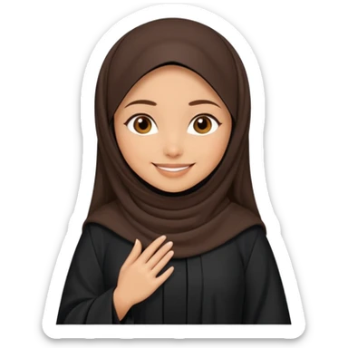 create an emoji of a girl wearing a shayla (شيله) and abaya, brunette girl (her hair shows ofc it is not a hijab) like more of a khaleeji shayla. also she is muslim  sticker
