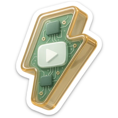 white YouTube play button inside a ligthning box sticker