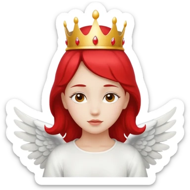 an angel with a red crown on her head, 4 wings sticker