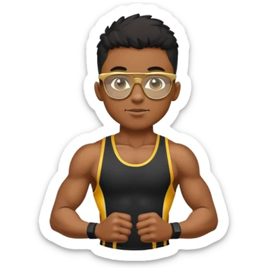 black boy athlete in stringer with gold glasses sticker
