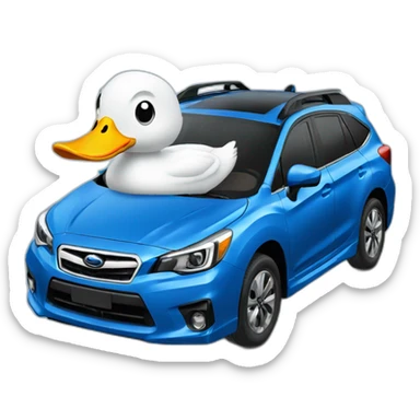 duck driving a blue subaru sticker