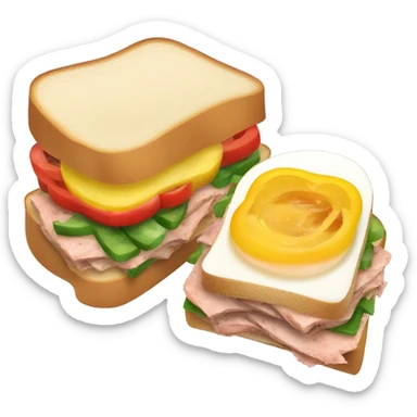 A sandwich with bell peppers, canned tuna, and egg slices sticker