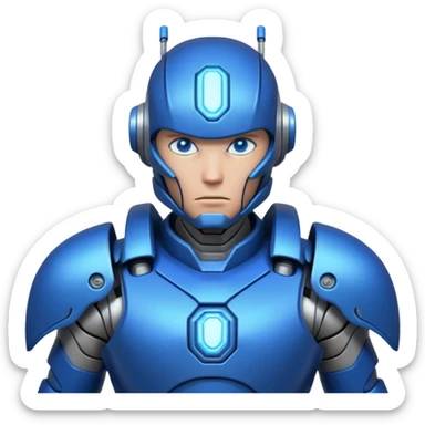mechanical armored man portrait, head and shoulders only, futuristic metal armor, glowing energy lines, robotic shoulder plates, intense expression, sci-fi warrior vibe, 3D cartoon style, mobile game icon style, clean background, no text, no watermark
  sticker