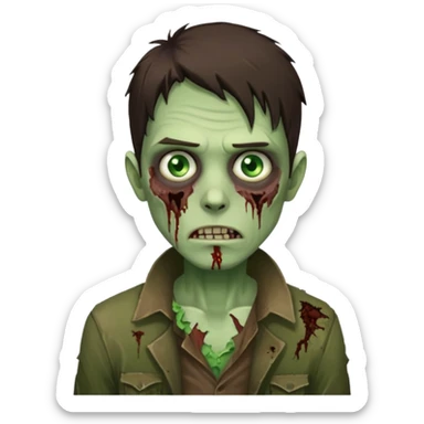 pretty brunette zombie man sticker