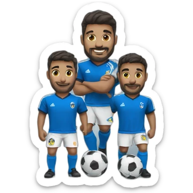 equipo de 3 personas futbol camisa azul sticker