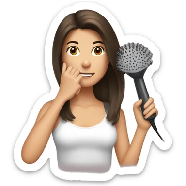 Brunette girl blow drying hair sticker
