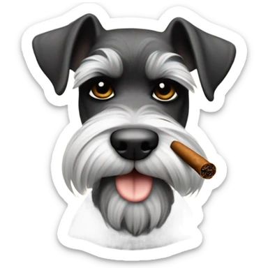 Miniature Schnauzer smoking cigar sticker