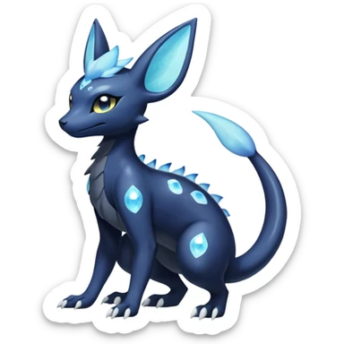 Shiny icy iridescent Pastel Nebulae Salandit-Meowstic-Umbreon-Fakémon-hybrid-creature (full body)  sticker