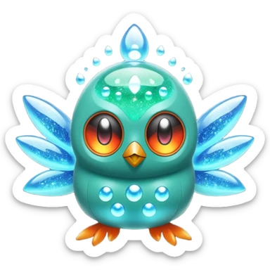 elemental ghostly flammable oily electrical ghastly sparkly Rotom-Budew-Rowlet-Pokémon-Fakémon-hybrid-creature sticker
