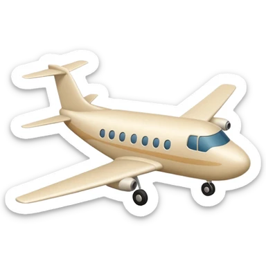 light beige (milky) airplane, Apple emoji style, simple shapes, no text sticker