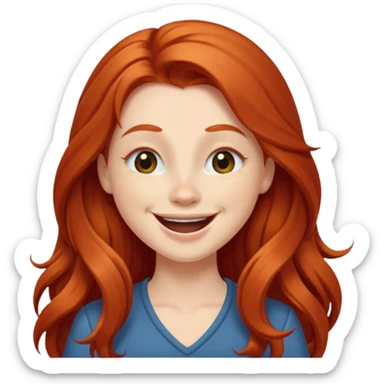 Excited long haired redhead winking sticker
