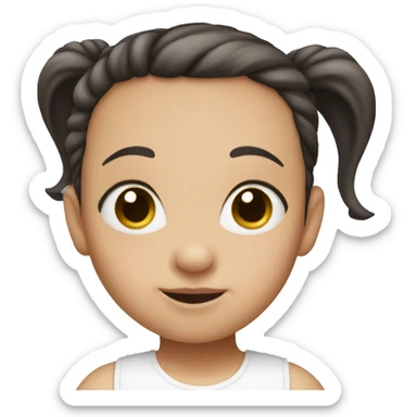 Brown-eyed, white baby with two dark pigtails sticker