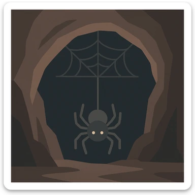 Flat design style spider in the cave sticker