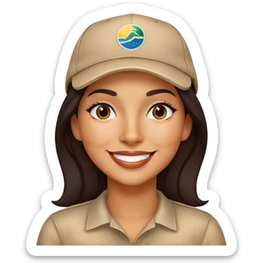 stylish latin-american woman wearing a cap and smiling with a small mole mark on her right chin sticker