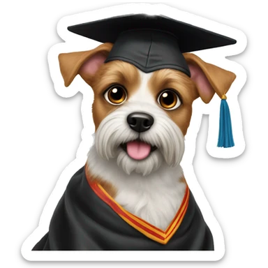 dog (tibetian terrier) graduation cap sticker