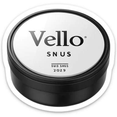 Create an emoji-style illustration of a regular VELO snus can. The can should be round, sleek, and minimalistic, with a white plastic lid and the VELO logo clearly visible. Keep the design clean and simple, matching typical emoji aesthetics, with subtle shadows and a smooth 3D look. sticker