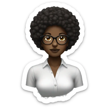 Dark skin black woman with Afro and glasses  sticker