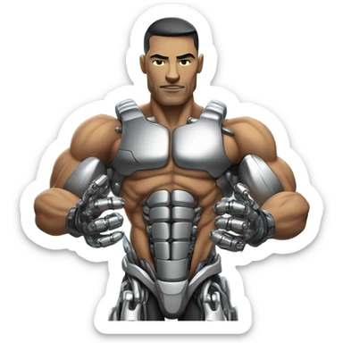 muscular cyborg sticker