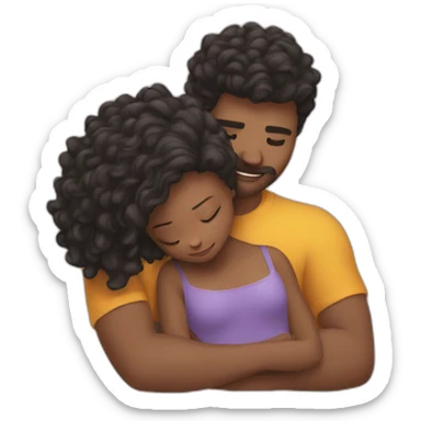 Man lobg hair hugging a girl sticker