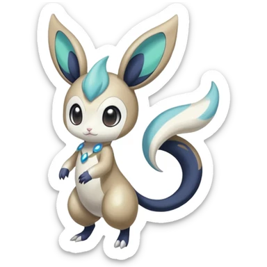 Colorful Skilled Adept Graceful Asian Painted Meloetta-Minccino-Absol-Emolga-Pachirisu-fusion-hybrid-creature (full body) sticker