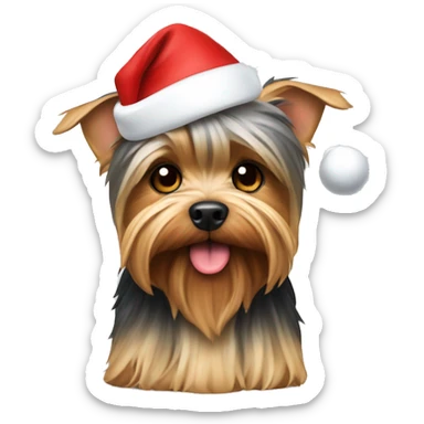 Yorkshire terrier with Santa hat sticker