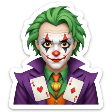 crazy colorful human jolly joker from poker, medieval, vintage sticker