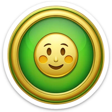 green coin with golden border, emoji style sticker