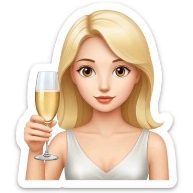 A beautiful girl holds a glass of champagne in one hand sticker