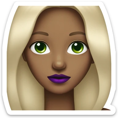 Straight short Ombré Blonde girl with Green eyes & purple lipstick sticker