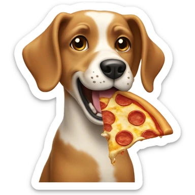 Dog eating a pizza sticker