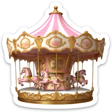Vintage rococo Light pink carousel  sticker