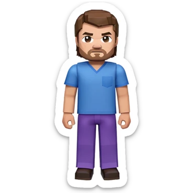 Jack Black as Minecraft Steve, blocky character with brown hair, blue shirt, and purple pants sticker