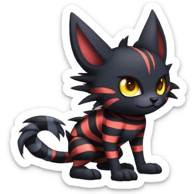 Black Anthro Cool Punk Noibat-Litten-Fakemon-fursona with fangs and stripes Full Body sticker