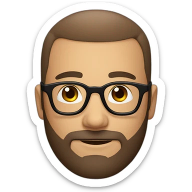 beard and buzzcut hair, brown male focus with glasses  sticker