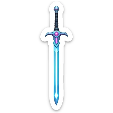 Clash of Clans aesthetic: Cinematic heroic Laser halo Sword Emoji, rendered in a 3D vector-style similar to standard emojis with minimal shading and bold, simplified shapes. A compact, vibrant energy blade with a neon-hued, glowing edge and futuristic hilt, softly glowing with a radiant cosmic charm. Simplified yet unmistakably iconic, highly detailed and consistent, glowing with a soft pulsating brilliance and high shine. Stylized with a touch of interstellar elegance and a soft glowing outline, capturing the essence of a legendary energy blade with a friendly, playful manner! sticker