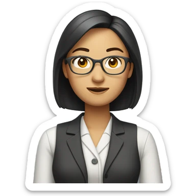 a teacher with a strong Asian female professional feel sticker