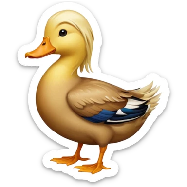 duck with long blonde hair sticker