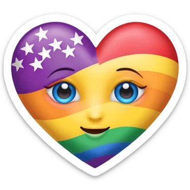 Heart eye emoji with pride flags instead of the hearts sticker