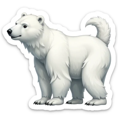 Polar bear with a wolf’s tail, fluffy neck fur, and long downward pointing tusks sticker