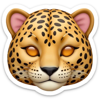 Meme-Worthy cute Sleeping Jaguar Portrait Emoji, Head resting peacefully with a contented smile, showcasing a luxuriously patterned Fur and eyes gently closed in serene slumber, Simplified yet hilariously adorable features, highly detailed, glowing with a soft, drowsy wild light, high shine, relaxed and utterly lovable, stylized with an air of playful laziness, bright and heartwarming, soft glowing outline, capturing the essence of a sleeping jaguar that feels destined to become the next viral sensation of adorable rest! sticker