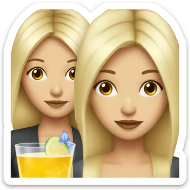 Blonde and straight hair girl sustaining cocktail sticker