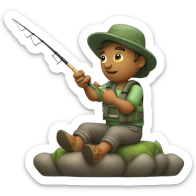 Guy fishing with a fishing Rod sticker