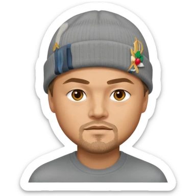 leonardo dicaprio wearing gray beanie sticker