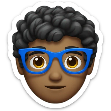 cute italian guy with slightly wavy black hair and blue glasses sticker